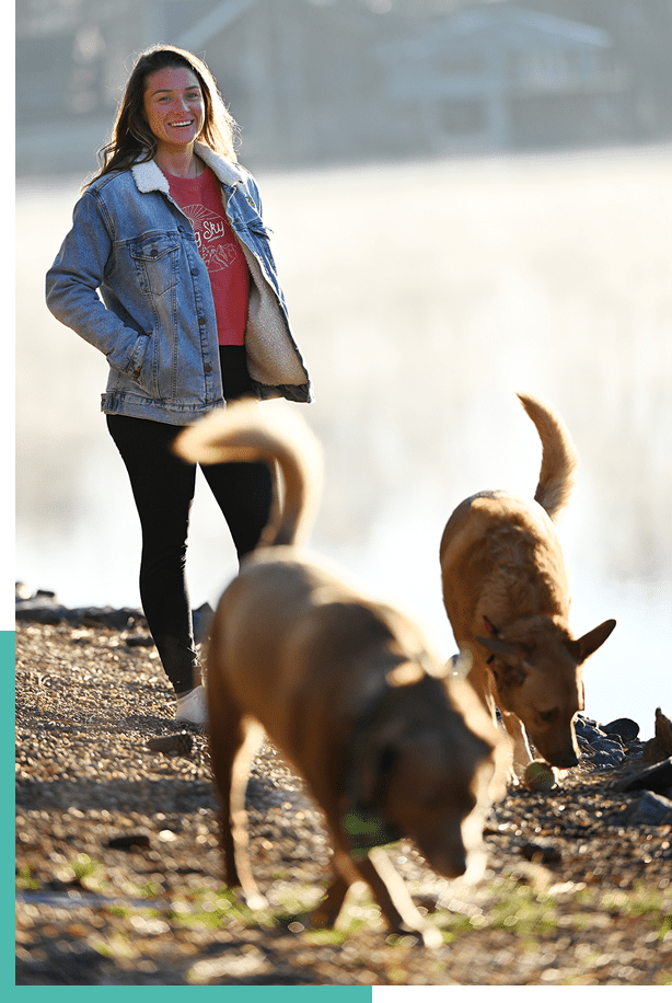 Megan walking dogs